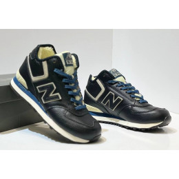 New Balance 574 Mid Leather Blue White с мехом