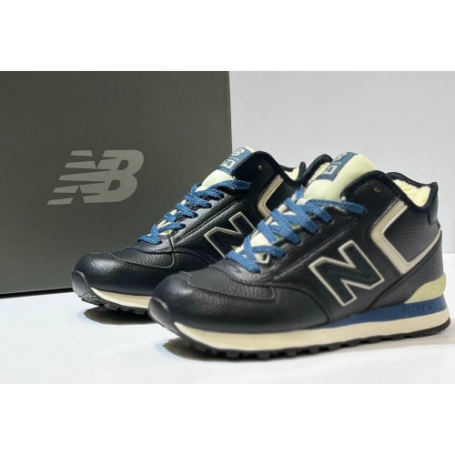 New Balance 574 Mid Leather Blue White с мехом