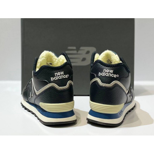 New Balance 574 Mid Leather Blue White с мехом