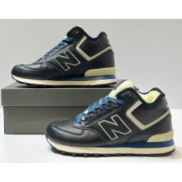 New Balance 574 Mid Leather Blue White с мехом