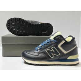 New Balance 574 Mid Leather Blue White с мехом