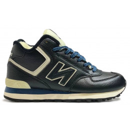 New Balance 574 Mid Leather Blue White с мехом