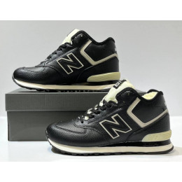 New Balance 574 Mid Leather Black White с мехом