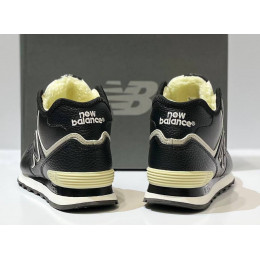 New Balance 574 Mid Leather Black White с мехом