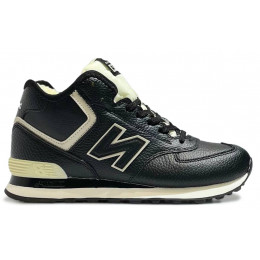 New Balance 574 Mid Leather Black White с мехом