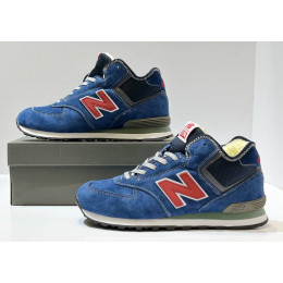 New Balance 574 Mid Blue Navy Red Suede с мехом