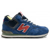 New Balance 574 Mid Blue Navy Red Suede с мехом