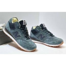 New Balance 574 Mid Grey Black Gum Suede с мехом