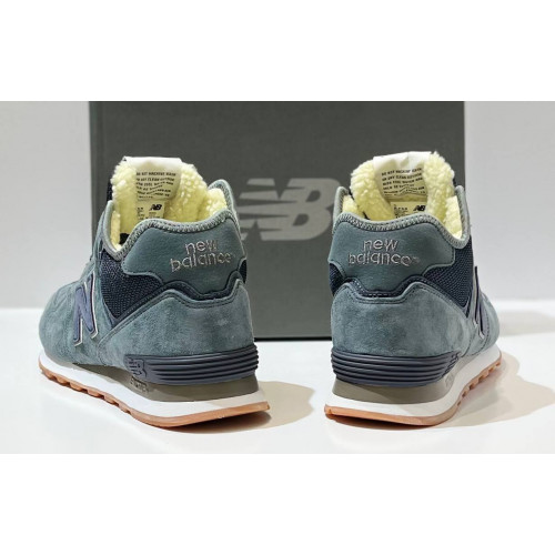 New Balance 574 Mid Grey Black Gum Suede с мехом