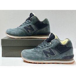 New Balance 574 Mid Grey Black Gum Suede с мехом