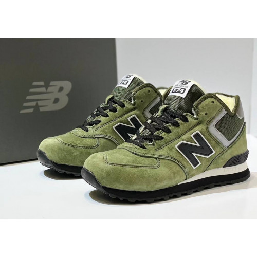 New Balance 574 Mid Green Black с мехом