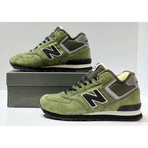 New Balance 574 Mid Green Black с мехом