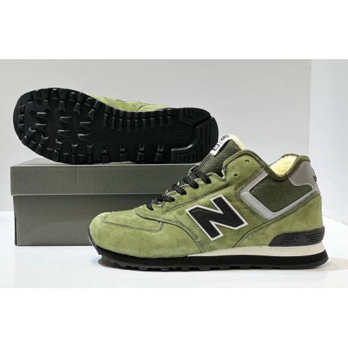 New Balance 574 Mid Green Black с мехом