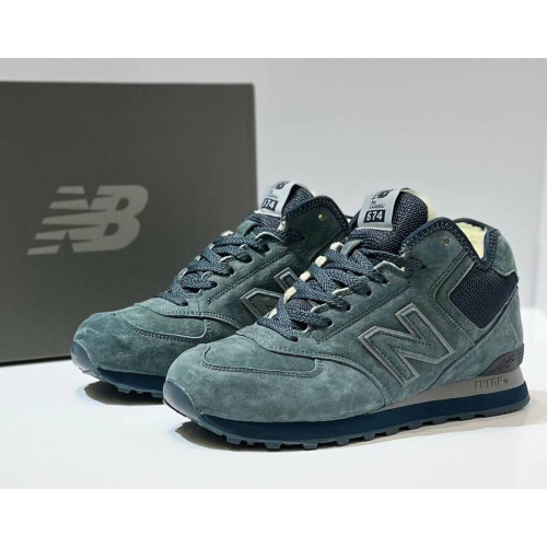 New Balance 574 Mid Moss Blue Suede с мехом