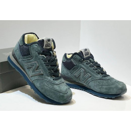 New Balance 574 Mid Moss Blue Suede с мехом