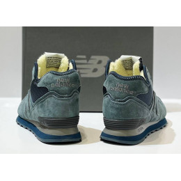 New Balance 574 Mid Moss Blue Suede с мехом