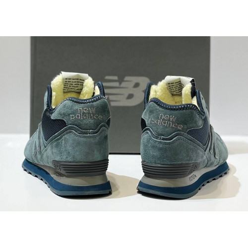 New Balance 574 Mid Moss Blue Suede с мехом