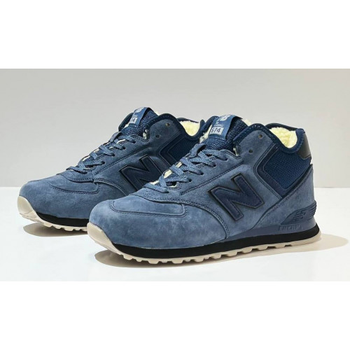 New Balance 574 Mid Blue с мехом