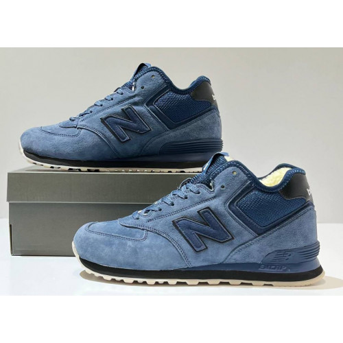 New Balance 574 Mid Blue с мехом