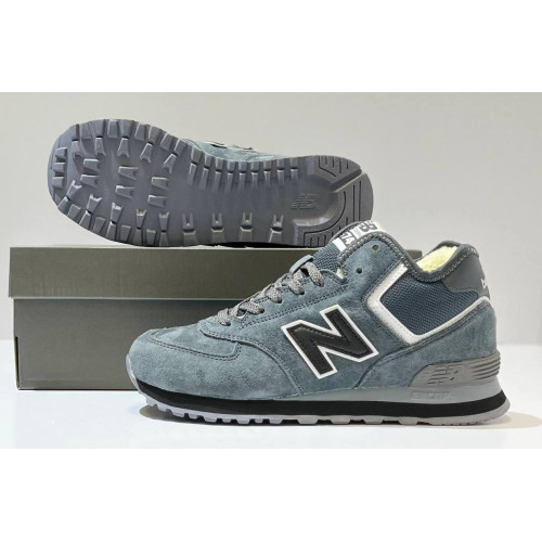 New Balance 574 Mid Grey Black с мехом