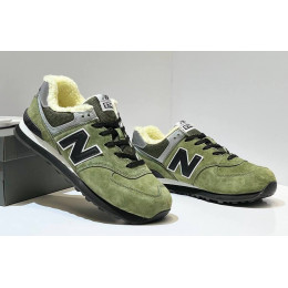 New Balance 574 Green Black с мехом