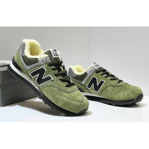 New Balance 574 Green Black с мехом