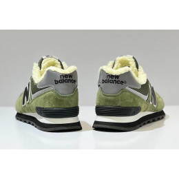 New Balance 574 Green Black с мехом