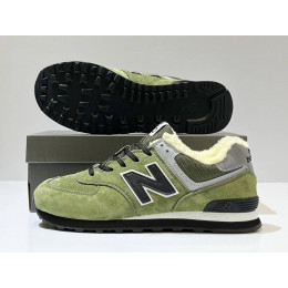New Balance 574 Green Black с мехом