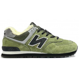 New Balance 574 Green Black с мехом