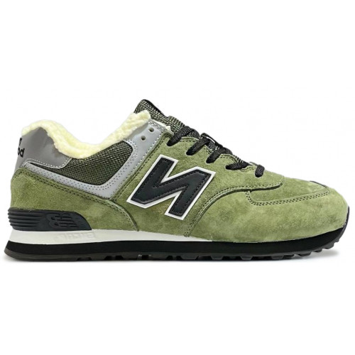 New Balance 574 Green Black с мехом