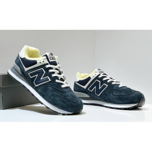 New Balance 574 Blue Navy Grey с мехом