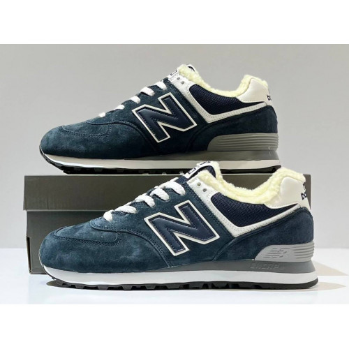 New Balance 574 Blue Navy Grey с мехом