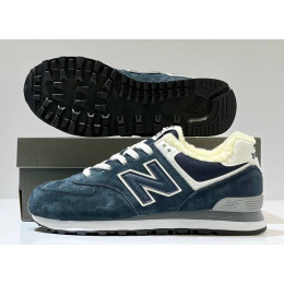 New Balance 574 Blue Navy Grey с мехом