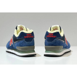 New Balance 574 Blue Navy Red с мехом