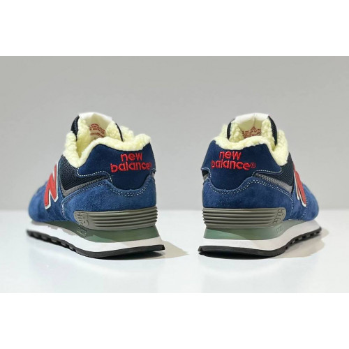 New Balance 574 Blue Navy Red с мехом
