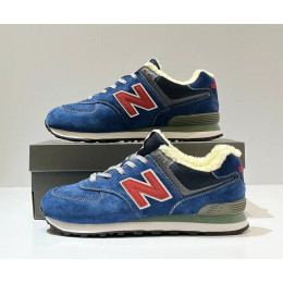 New Balance 574 Blue Navy Red с мехом