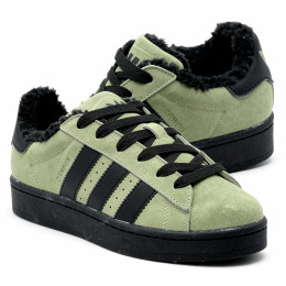 Кроссовки Adidas Campus 00s Green Black With Fur