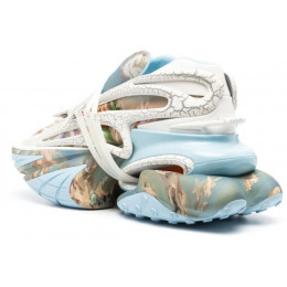 Balmain Unicorn Low Blue Leather Lace-Up Print