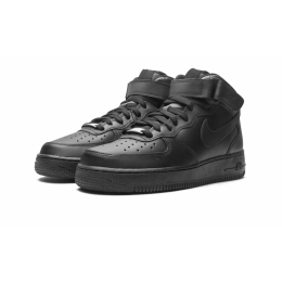 Nike Air Force 1 07 Mid Triple Black зимние на меху