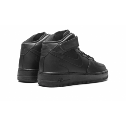 Nike Air Force 1 07 Mid Triple Black зимние на меху
