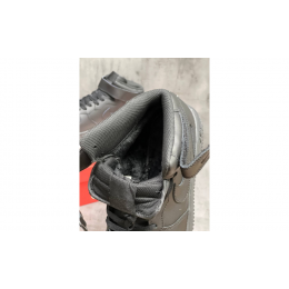 Nike Air Force 1 07 Mid Triple Black зимние на меху