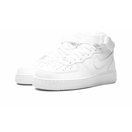 Кроссовки Nike Air Force 1 07 Mid Triple White зимние на меху
