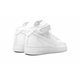 Кроссовки Nike Air Force 1 07 Mid Triple White зимние на меху