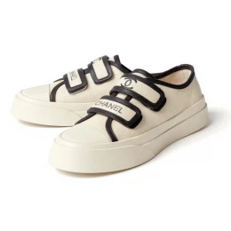 Chanel Velcro Sneaker White And Black