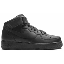 Кроссовки Nike Air Force 1 07 Mid Triple Black зимние на меху